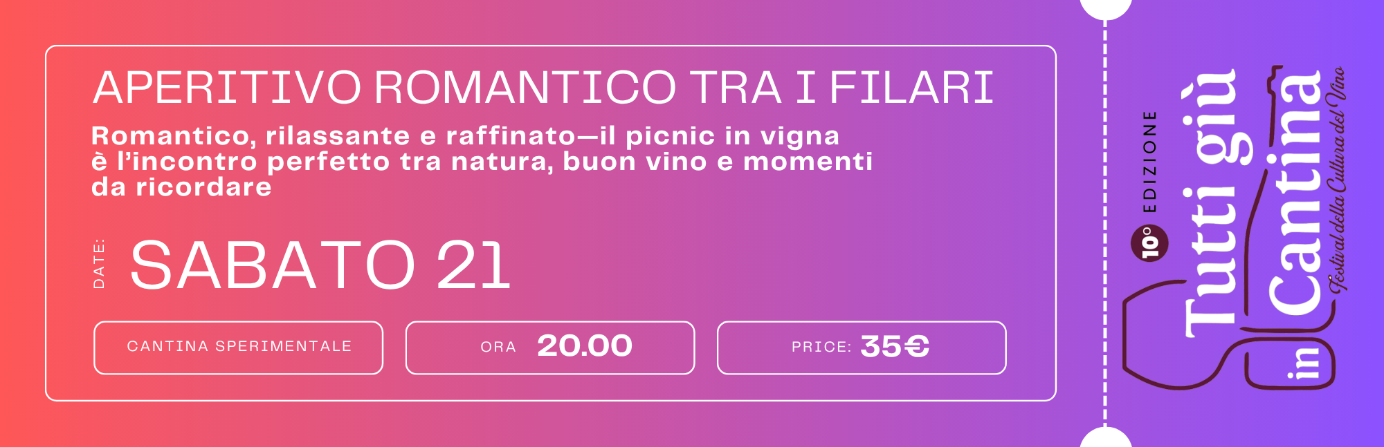 Aperitivo romantico tra i filari – sabato 21