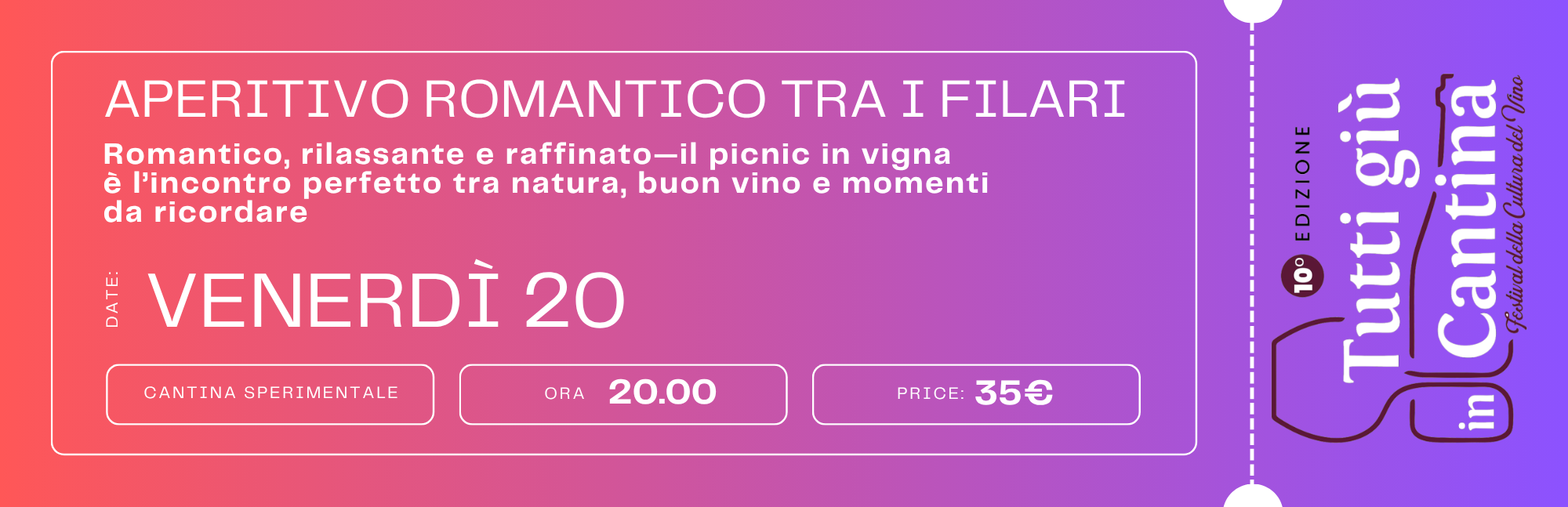 Aperitivo romantico tra i filari – venerdì 20
